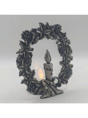 Papel Giftware Timeless Treasures Wreath Candle Pewter Votive Holder Christmas